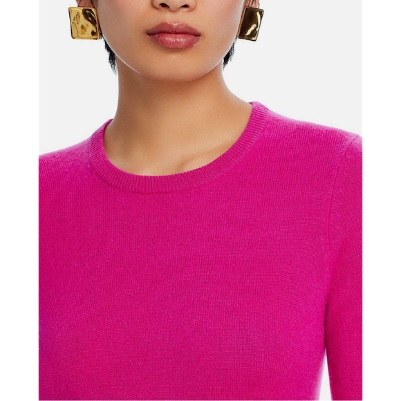 C by Bloomingdale’s Crewneck Cashmere Sweater Cherry Blossom Pink Medium - Picture 3 of 9